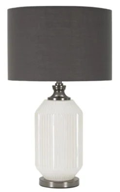 Lampe de table Brighty Verre Blanc abat-jour Velours Gris