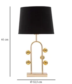 Lampe de table Bubble métal doré abat-jour tissu noir