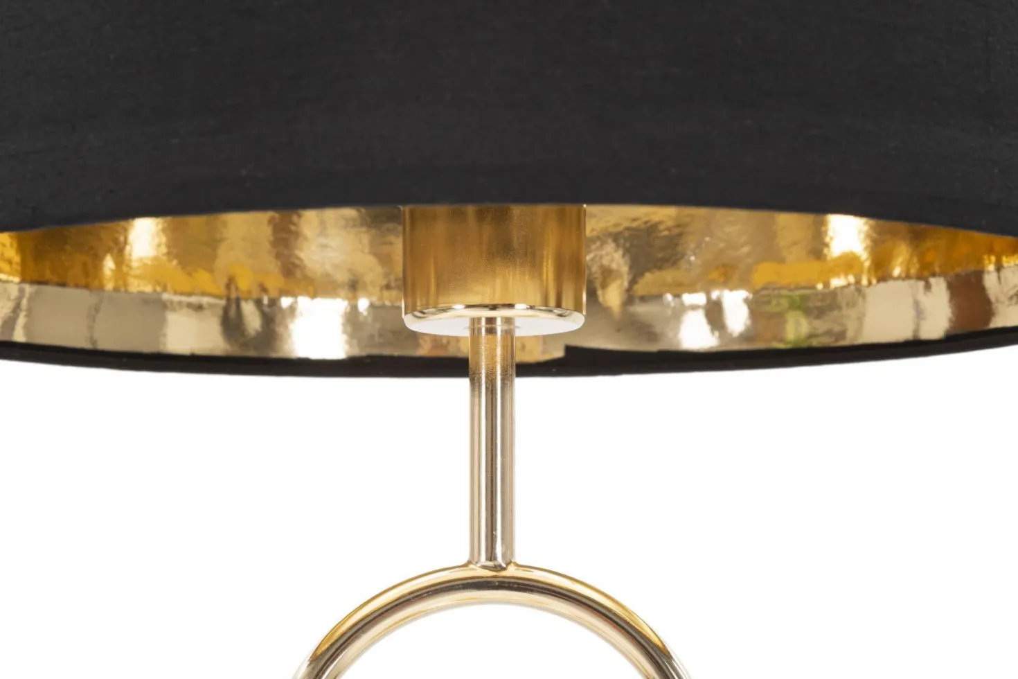 Lampe de table Bubble métal doré abat-jour tissu noir