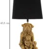 Lampe de table Chien en résine dorée abat-jour tissu Noir