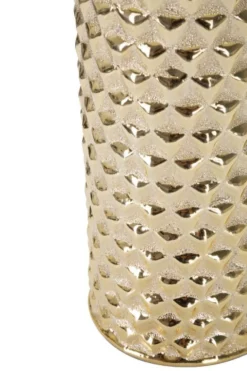 Lampe de table céramique dorée abat-jour tissu blanc