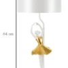 Lampe de table Danseuse métal et résine robe dorée abat-jour tissu blanc