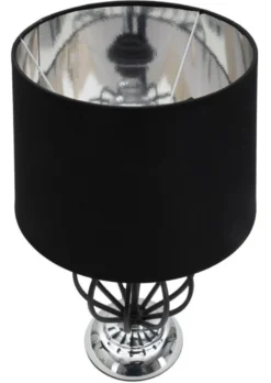 Lampe de table Darky Métal Noir abat-jour Tissu Noir décorations Métalliques Argentées