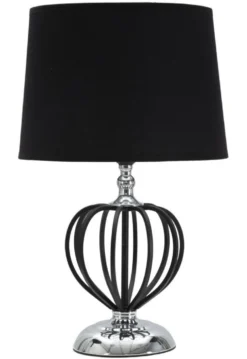 Lampe de table Darky Métal Noir abat-jour Tissu Noir décorations Métalliques Argentées