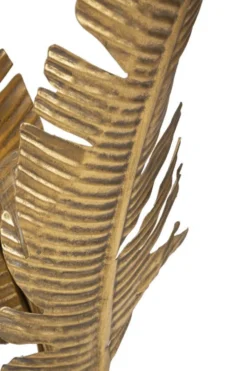 Lampe de table design feuilles de palmier en métal doré base ronde