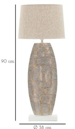 Lampe de table Eclips Tower Résine Polyrésine Abat-jour Tissu Beige