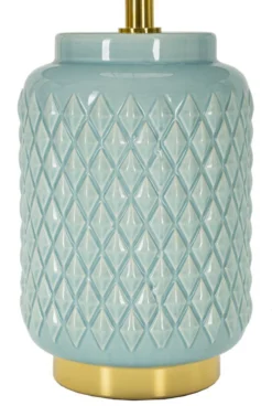 Lampe de table en céramique bleu clair abat-jour en tissu ciel