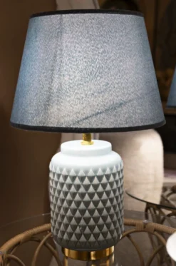Lampe de table en céramique bleu clair abat-jour en tissu ciel