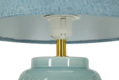 Lampe de table en céramique bleu clair abat-jour en tissu ciel