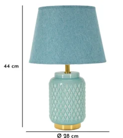 Lampe de table en céramique bleu clair abat-jour en tissu ciel
