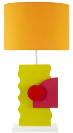 Lampe de table en M.D.F multicolore et abat-jour tissu Orange