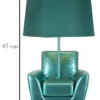 Lampe de table en polyrésine turquoise abat-jour tissu turquoise