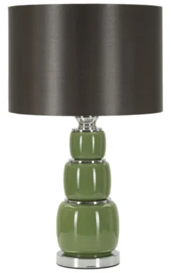 Lampe de table Eva Verre Vert abat-jour Velours Noir