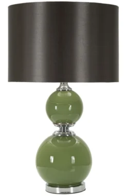 Lampe de table Eva Verre Vert abat-jour Velours Noir