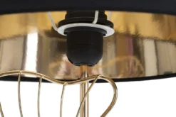 Lampe de table Feuilles Métal Doré et abat-jour Tissu Noir