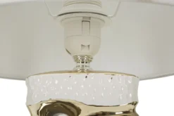 Lampe de table Florida Céramique Blanche accents Dorés abat-jour Tissu Blanc