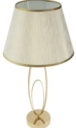 Lampe de table Glam Abat-jour Polyester Crème Piètement Fer Doré