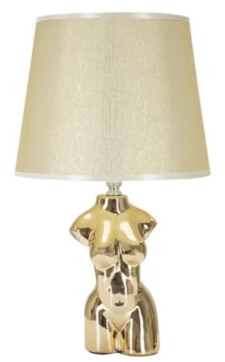 Lampe de table Glam Woman céramique dorée abat-jour tissu beige
