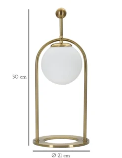 Lampe de table Glamy Métal Doré Abat-jour Verre Blanc