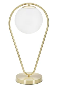 Lampe de table Glamy métal doré et verre blanc