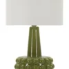 Lampe de table Gress céramique verte abat-jour neutre