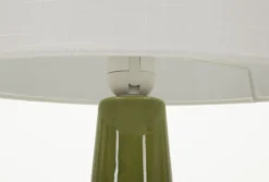 Lampe de table Gress céramique verte abat-jour neutre