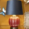 Lampe de table Hélène Verre Rouge abat-jour Velours Bleu