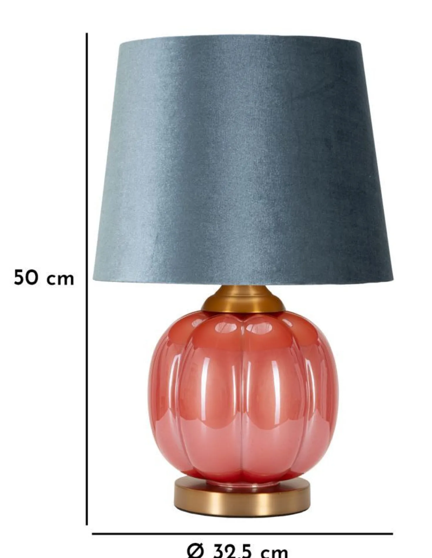 Lampe de table Hélène Verre Rouge abat-jour Velours Bleu