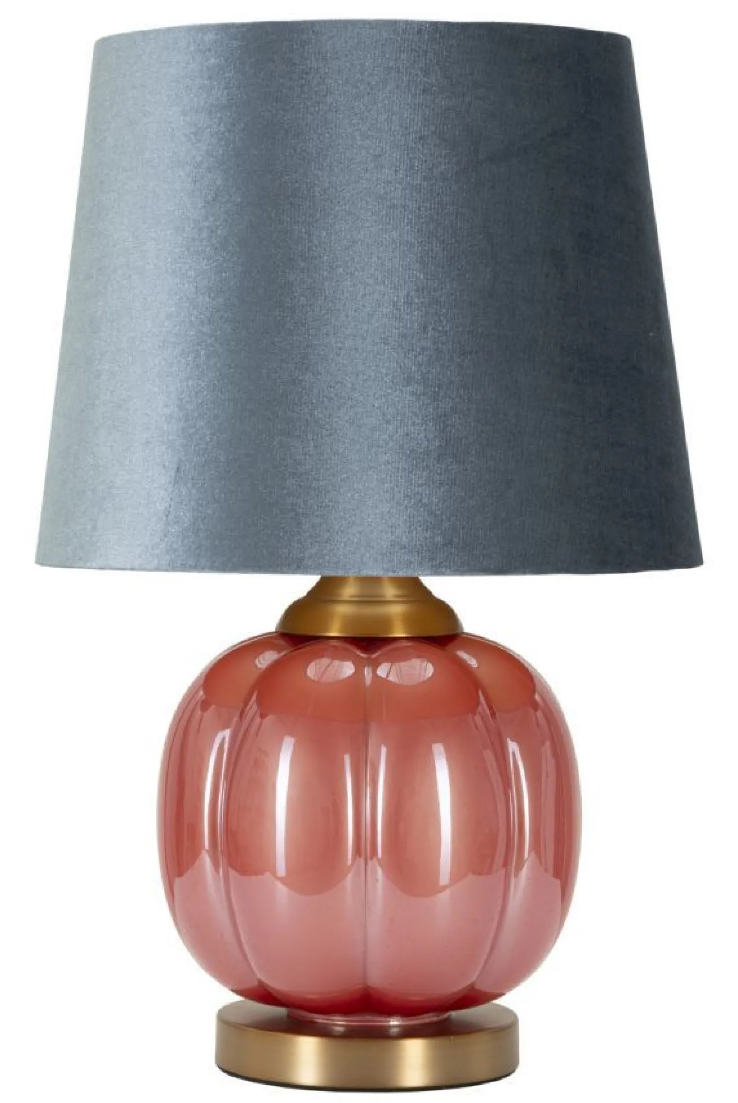 Lampe de table Hélène Verre Rouge abat-jour Velours Bleu