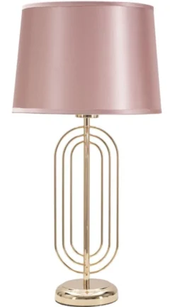 Lampe de table Krista Métal Doré abat-jour Tissu Rose