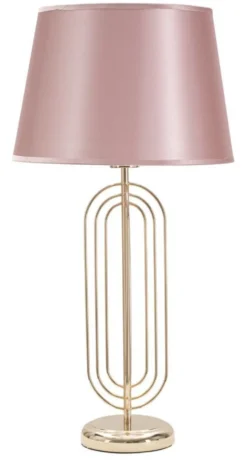 Lampe de table Krista Métal Doré abat-jour Tissu Rose