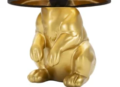 Lampe de table Lapin doré abat-jour tissu Noir