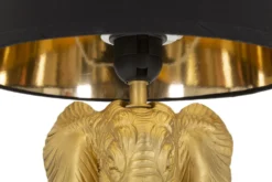 Lampe de table éléphant métal noir et abat-jour tissu noir