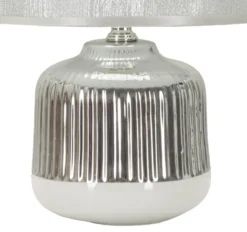 Lampe de table Lucina Céramique Blanche et Tissu Argenté