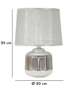 Lampe de table Lucina Céramique Blanche et Tissu Argenté