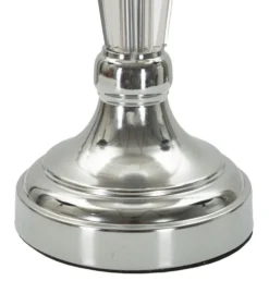 Lampe de table métal argenté abat-jour tissu gris