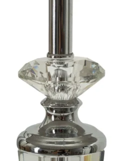 Lampe de table métal argenté abat-jour tissu gris