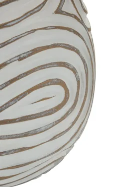 Lampe de table Oblix résine gravée blanche abat-jour tissu gris clair