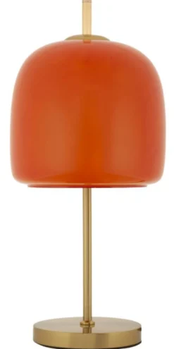 Lampe de table Oldy design minimaliste et vintage industrielle couleur Orange et base dorée