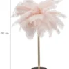 Lampe de table Palm métal doré et abat-jour plumes roses