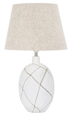 Lampe de table résine décorations géométriques abat-jour tissu beige