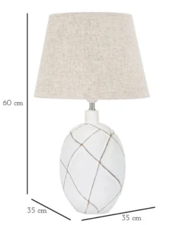 Lampe de table résine décorations géométriques abat-jour tissu beige