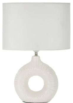 Lampe de table Seta Céramique Blanche abat-jour Tissu Blanc