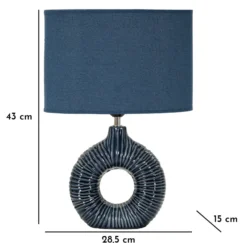 Lampe de table Seta Céramique Bleue abat-jour Tissu Bleu