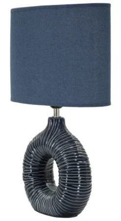 Lampe de table Seta Céramique Bleue abat-jour Tissu Bleu