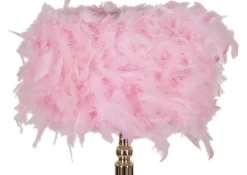Lampe de table Tarty Métal Doré Abat-jour plumes Roses