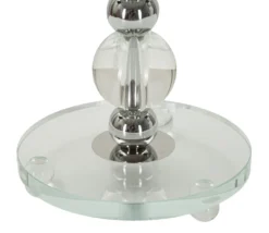 Lampe de table Tolly Métal Argenté Verre abat-jour Tissu Gris
