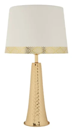 Lampe de table Tower dorée abat-jour blanc