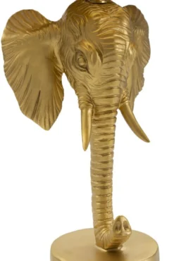 Lampe de table tête d'éléphant en métal noir abat-jour tissu noir