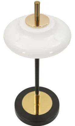 Lampe de table Vintage verre et métal Noir doré